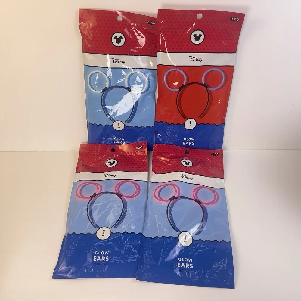 Lot of 4 Disney Glow Ears Headbands Mickey Mouse Summer Magic 2018 NEW Sealed